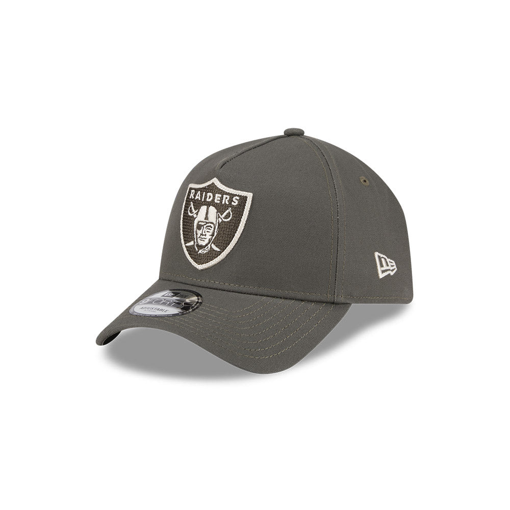 Las Vegas Raiders Hat - Moss Canvas Chainstitch 9Forty A-Frame NFL Snapback Cap - New Era